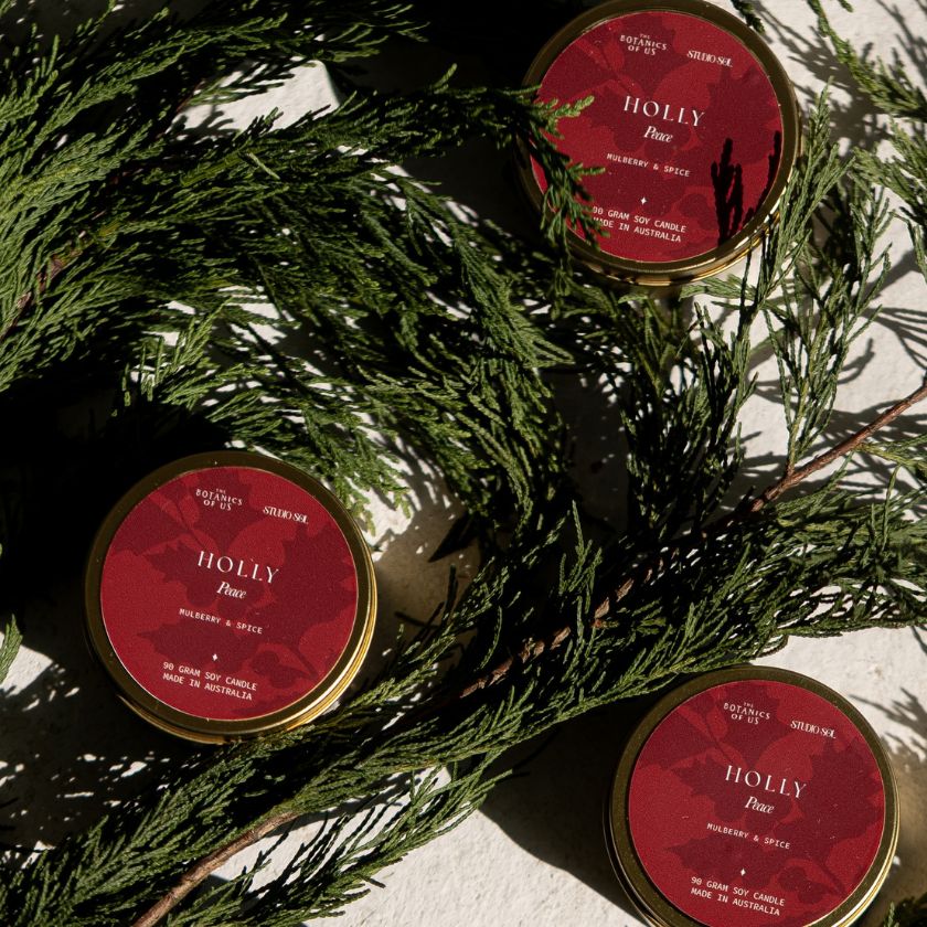 Holly Travel Tin Candle | Mulberry + Spice